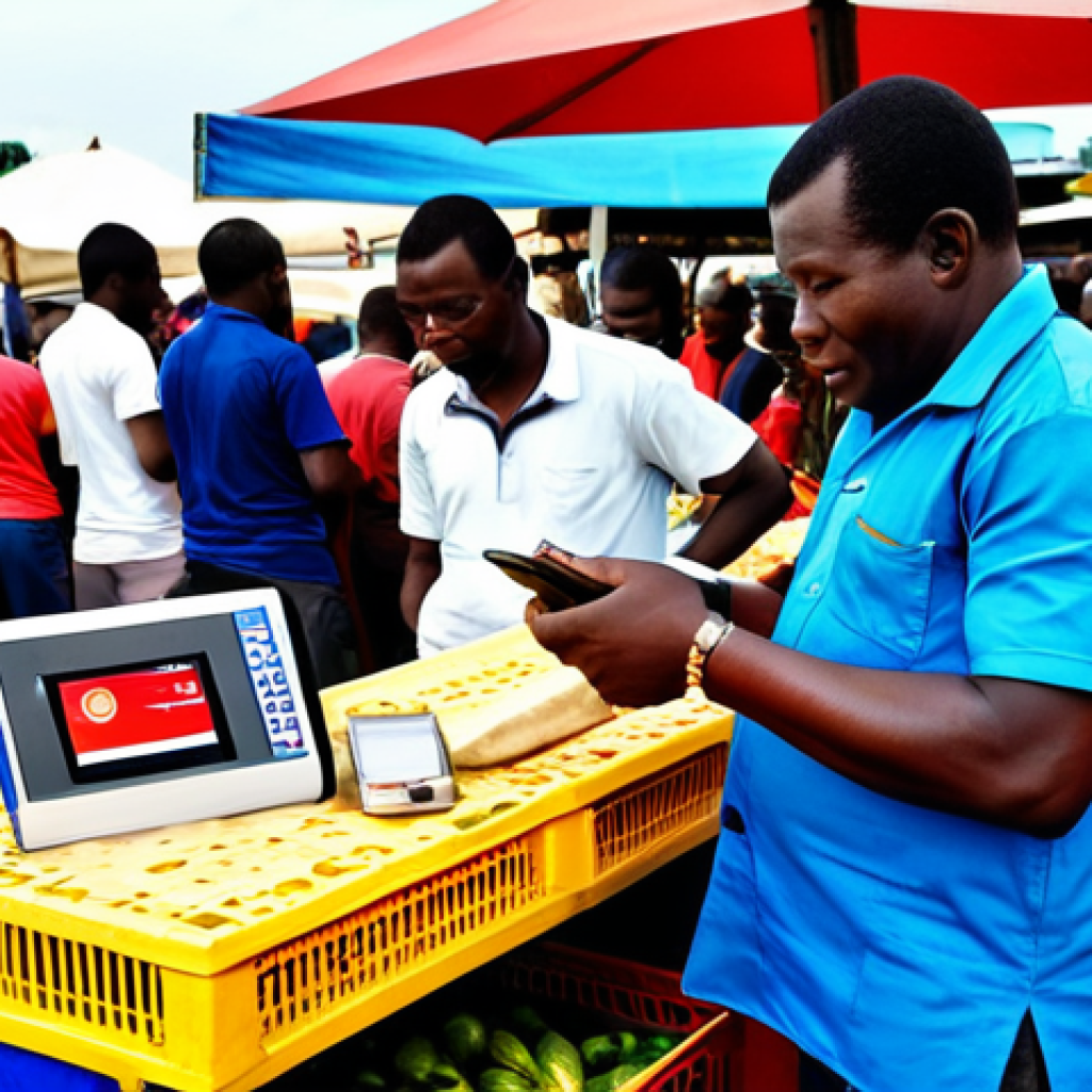 적도 기니의 기술 산업과 혁신 프로젝트 - Mobile Payment in Equatorial Guinea**

"A bustling outdoor market scene in Equatorial Guinea, focus ...