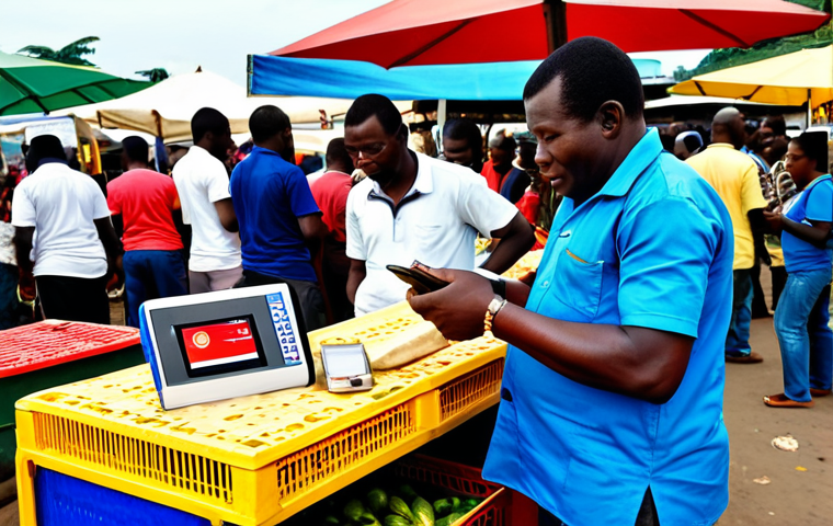 적도 기니의 기술 산업과 혁신 프로젝트 - Mobile Payment in Equatorial Guinea**

"A bustling outdoor market scene in Equatorial Guinea, focus ...