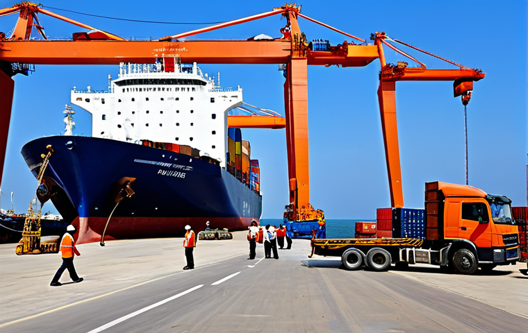 적도 기니와 중국의 경제 협력 - **

"A modern port scene in &Auml;quatorialguinea with Chinese cargo ships unloading goods, showcasing in...