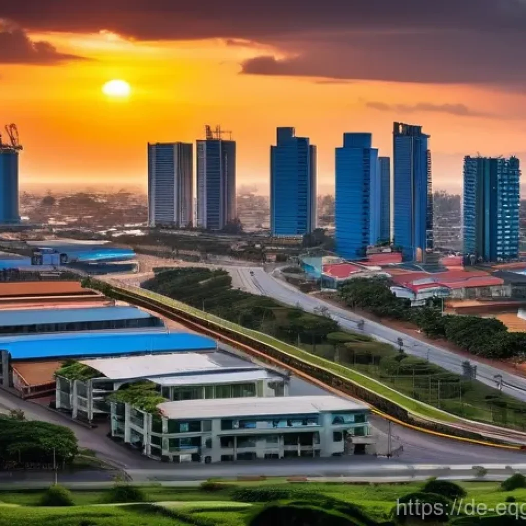 적도 기니의 주요 수출품목 - **Prompt: The Oil-Rich Capital City**
    A vibrant, modern cityscape in Malabo, Equatorial Guinea, ...