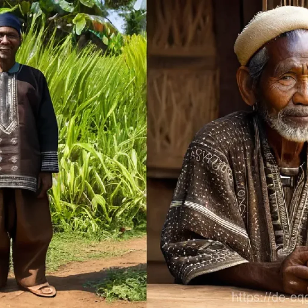 적도 기니의 유명 화가 및 예술가 - **Prompt 1: Serene Artisan and Byeri Figure**
    "A wise, elderly Fang artisan, with deep-set eyes ...