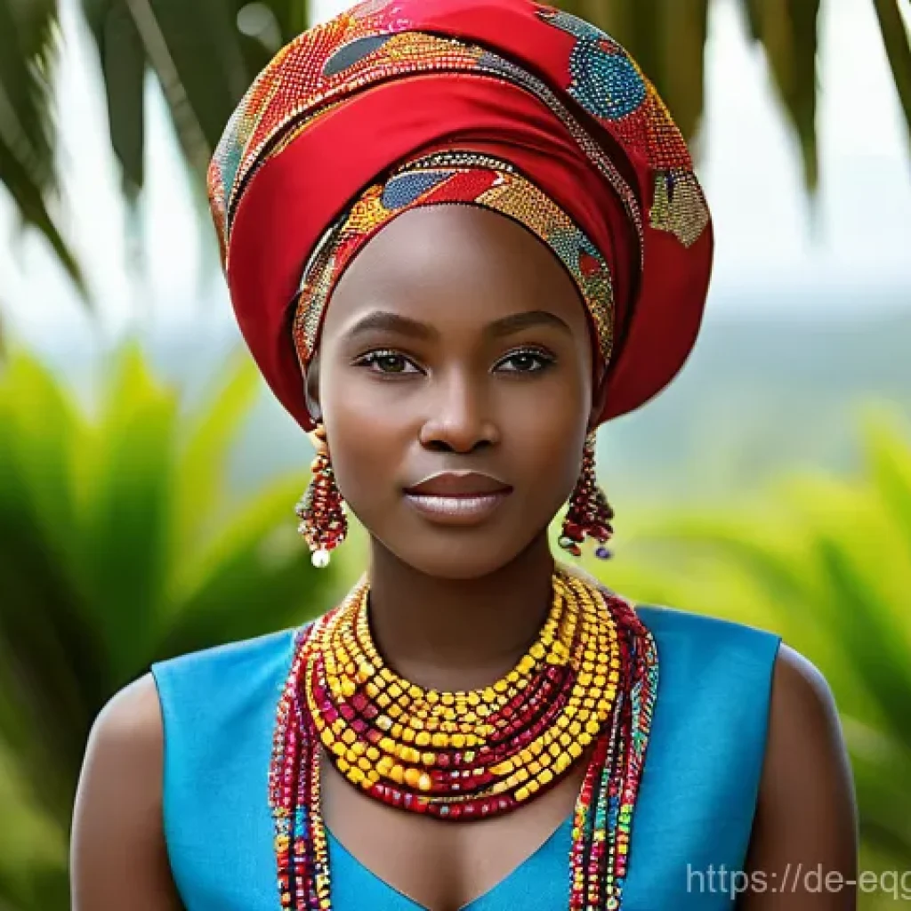 적도 기니의 전통 의상과 그 의미 - **Festive Elegance: Equatorial Guinean Woman in Traditional Attire**
"A proud Equatorial Guinean...