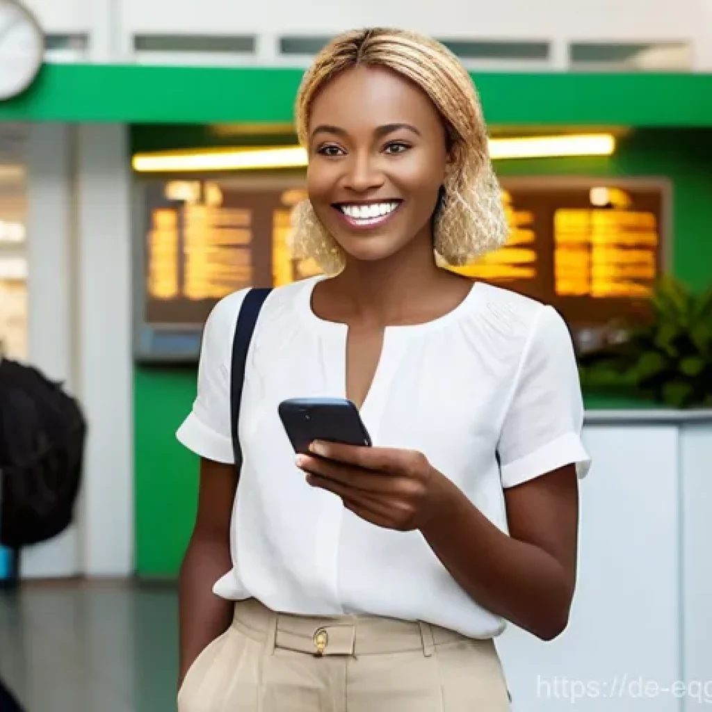 적도 기니의 모바일 네트워크 및 SIM 카드 사용법 - **A European traveler's relieved arrival and instant connection in Equatorial Guinea.**
    A smilin...